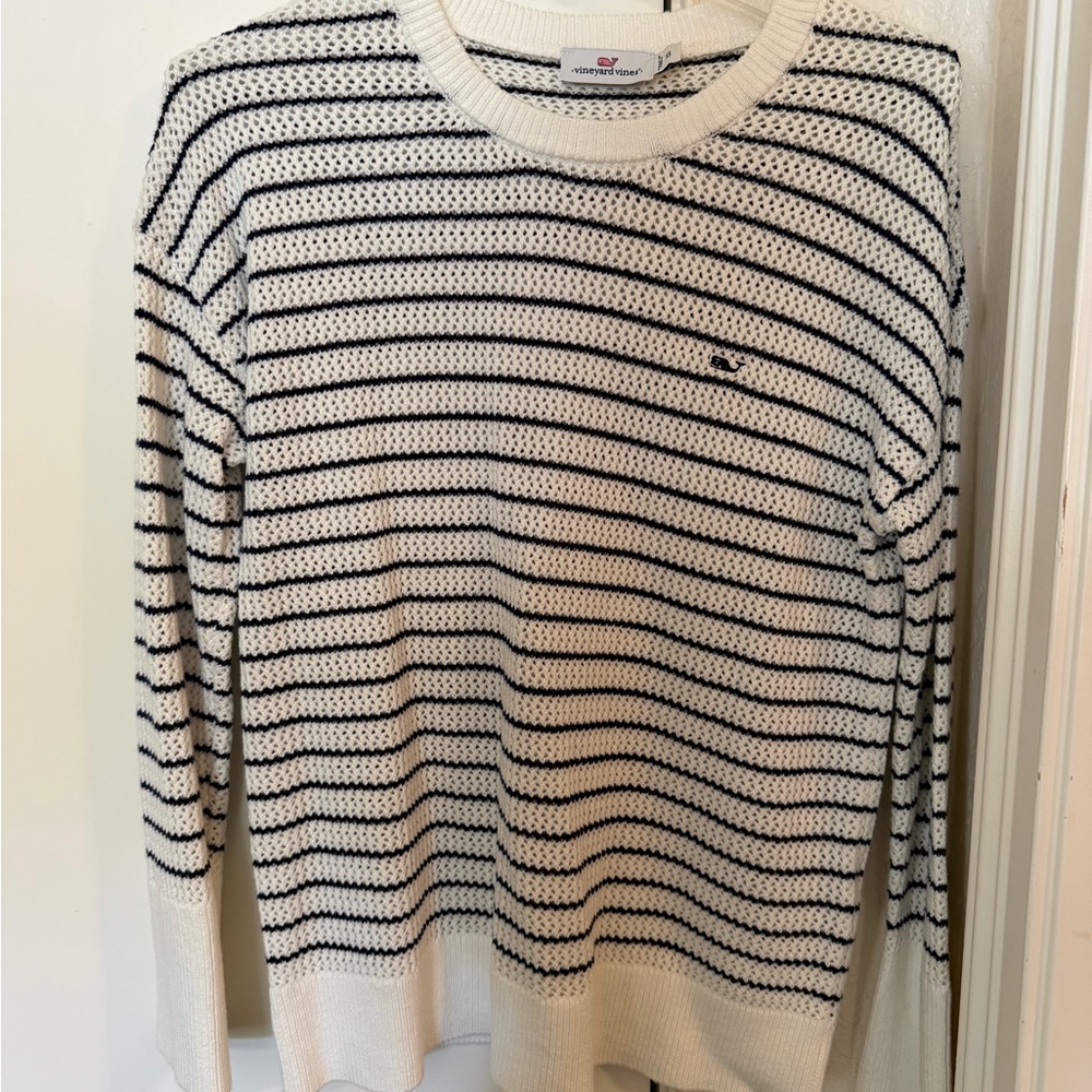 Women’s Vineyard Vines Striped Sweater - Navy and White stripe